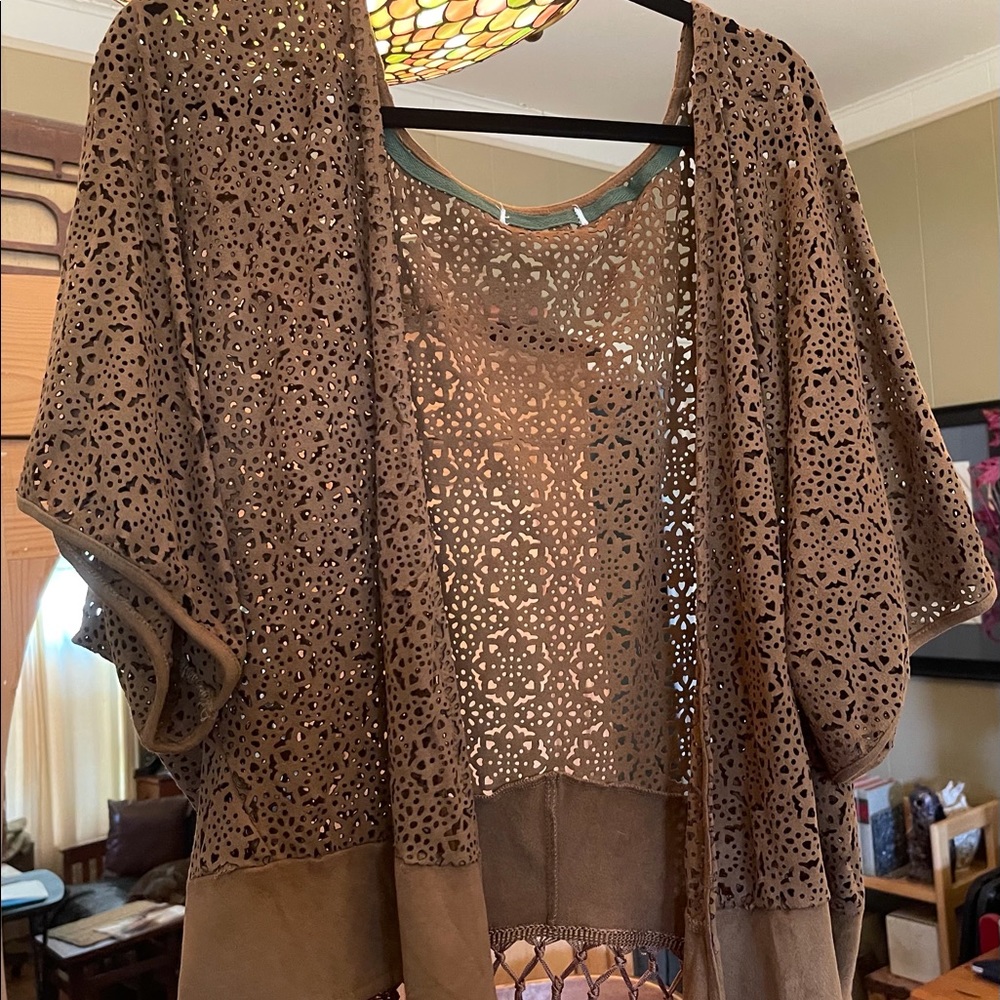 Fall boho suede cover up light jacket.